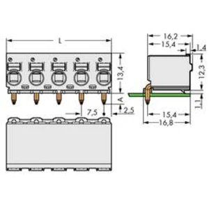 Zásuvkový konektor do DPS WAGO 2092-3352, 35.40 mm, pólů 2, rozteč 7.50 mm, 100 ks