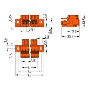 Zásuvkový konektor na kabel WAGO 2734-220/031-000, 91.00 mm, pólů 20, rozteč 3.81 mm, 25 ks