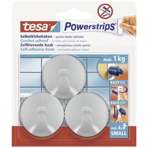 tesa POWERSTRIPS® háčik tesa Powerstrip® malý guľatý  chróm (matný) Množstvo: 3 ks