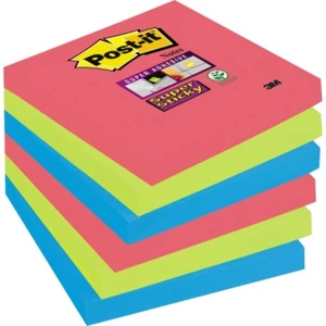 Post-it samolepiace poznámka 6546SJ 76 mm x 76 mm  červená podľa vlčích makov, neónovo zelená, ultra modrá 540 listov