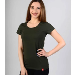 Tričko bavlněné 95% DÁMSKÉ CityZen - DARK KHAKI s Elastanem Velikost: XL