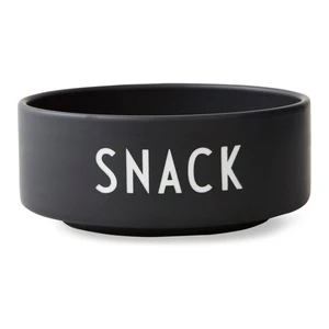 Čierna porcelánová miska Design Letters Snack, ø 12 cm