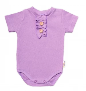 Baby Nellys Kojenecké žebrované body s knoflíčky kr. rukáv, Girl - lila, vel. 80 (9-12m)