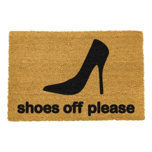 Rohožka z prírodného kokosového vlákna Artsy Doormats Shoes Off Please, 40 x 60 cm