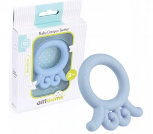 GiliGums Dětské silikonové kousátko Baby Octopus Teether, 3m+, sv. modrá, 1 ks