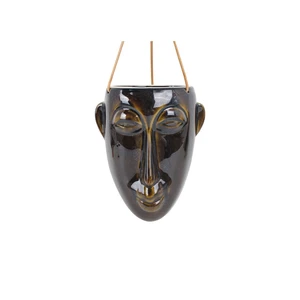 Tmavohnedý závesný kvetináč PT LIVING Mask, výška 22,3 cm