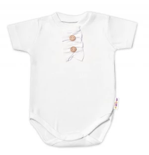 Baby Nellys Kojenecké žebrované body s knoflíčky kr. rukáv, Girl - bílé, vel. 68 (3-6m)