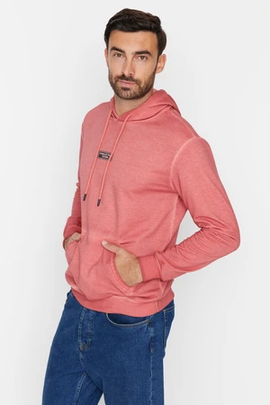 Trendyol Dried Rose Men's Regular/Regular Cut, Old-fashioned/Faded-effect Sweatshirt