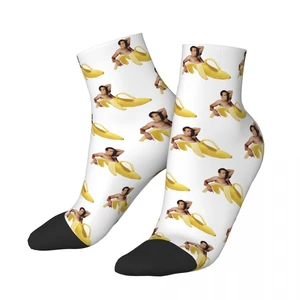 Nicolas Cage Banana Pattern Short Socks Men Women Funny Happy Socks Harajuku Spring Summer Autumn Winter Ankle Stockings Gifts