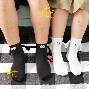 Magnetic Suction 3D Doll Couple Socks Cartoon Lovely Hand In Hand Cotton Breathable Comfortable Socks For Women Cute Socks