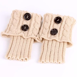 Fashion Double Button Cable Knitted Boot Cuff Short Leg Warmer Womens Boot Socks Knitted Twist Fashion Boots Accessories