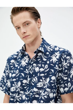 Koton Summer Shirt Floral Short Sleeve Classic Collar