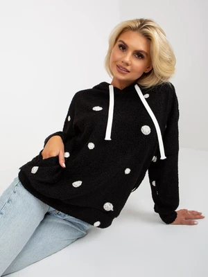 Black polka dot fur sweatshirt