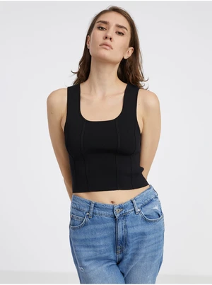 Černý dámský úpletový crop top s příměsí vlny Noisy May Haisley - Dámské