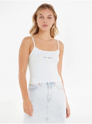 Bílé dámské tílko Tommy Jeans TJW BBY Color Linear Strap Top - Dámské