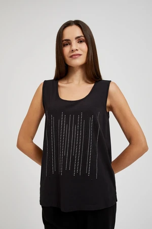 Women's top with stones MOODO - black