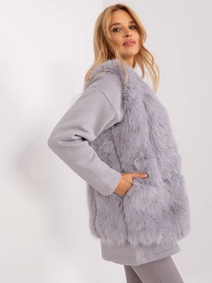 Gray fur vest with lining