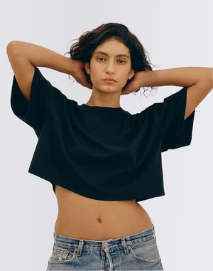 Organic Basics True Boxy Crop Tee Black M