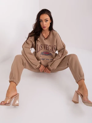 Dark beige tracksuit with oversize cut