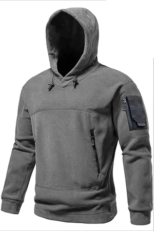 60343 Dewberry Warm Outdoor Hooded Mens Fleece-DARK GREY