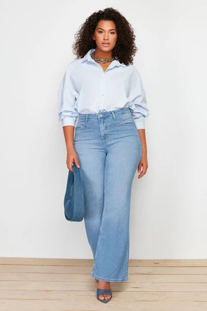 Trendyol Curve Light Blue Stitch Detail Flare Fit Denim Jeans