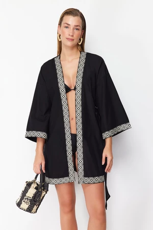 Trendyol Black Mini Woven Kimono & Kaftan