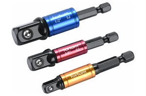 MDtools Adaptéry na gola hlavice do vrtačky, 1/4" - 3/8" - 1/2", s otočným úchytem, 3 ks