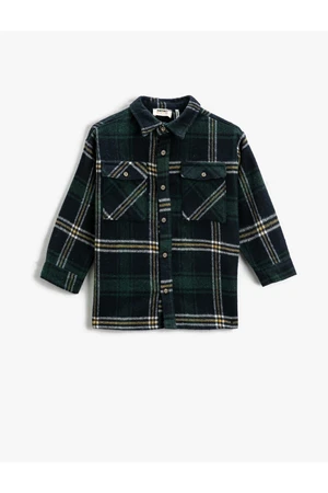 Koton Lumberjack Shirt Oversized with flaps and long sleeves with pockets.