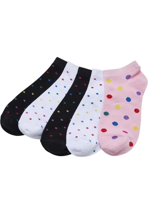 No Show Socks Rainbow Dots 5-Pack White/Black/Hibiskuspink