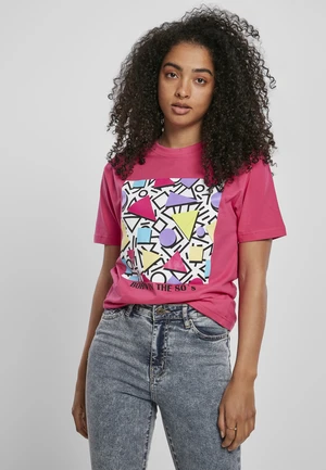 Women's geometric retro hibiscus T-shirt pink