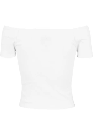 Women's T-shirt with free shoulder white