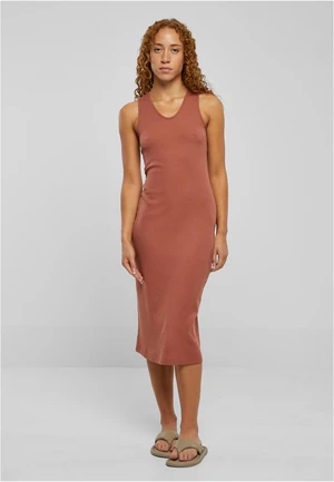 Women's sleeveless terracotta midi dress