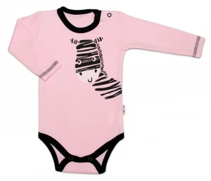 Baby Nellys Body dlouhý rukáv, růžové, Zebra, vel. 80 (9-12m)