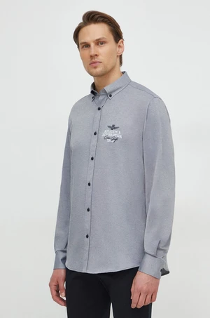 Košeľa Aeronautica Militare pánska, šedá farba, regular, s golierom button-down, CA1240CT3263