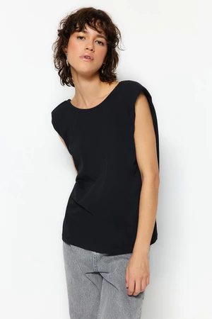 Trendyol Black More Sustainable 100% Organic Cotton Decollete Basic Knitted T-Shirt