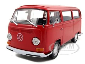 1972 Volkswagen T2 Bus Van Red 1/24 Diecast Model by Welly