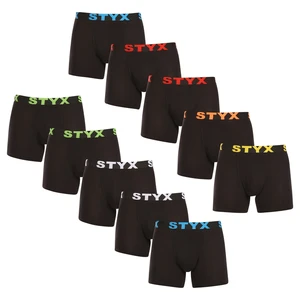 10PACK pánské boxerky Styx long sportovní guma černé