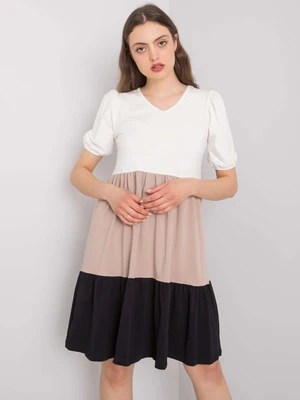 RUE PARIS Ecru-beige cotton dress