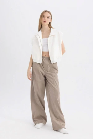 DEFACTO Wide Leg Double Pocket High Waist Standard Size Poplin Trousers