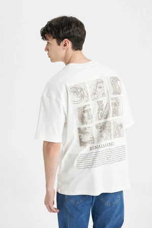 DEFACTO Oversize Fit Crew Neck Back Printed Short Sleeve T-Shirt