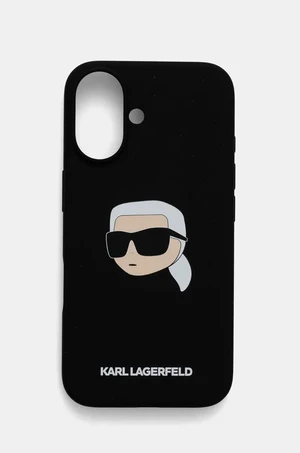 Obal na telefon Karl Lagerfeld iPhone 16 6.1 černá barva, KLHMP16SSKHPPLK