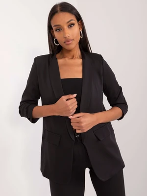 Black blazer with ruffled sleeves OH BELLA