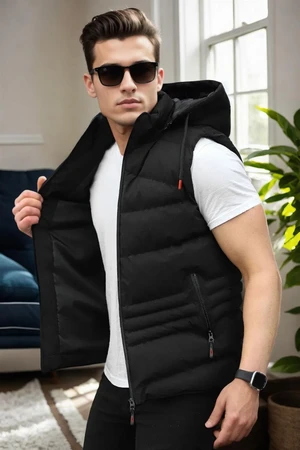 17736 Dewberry Removable Hooded Mens Vest-BLACK