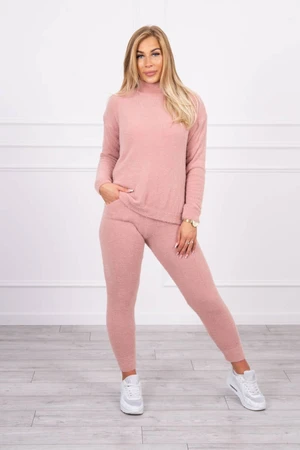 Two-piece set of alpaca sweaters dark powder pink