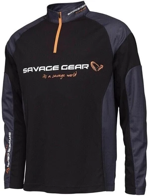 Savage Gear Tričko Tournament Gear Shirt 1/2 Zip Black Ink M