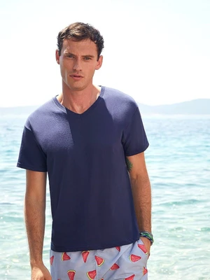 Navy blue men's t-shirt Original V-neck Fruit of the Loom