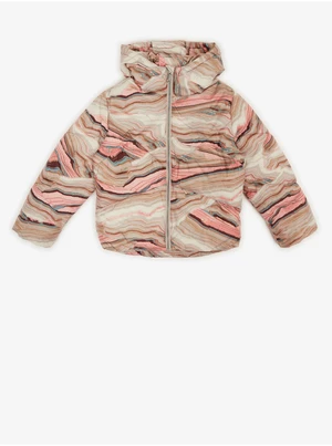 Pink and beige girls' patterned quilted jacket Tom Tailor