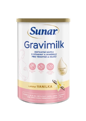 SUNAR Gravimilk s príchuťou vanilka pre tehotné a dojčiace ženy 450 g