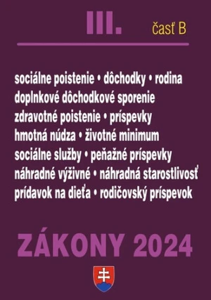 Zákony III B 2024 Sociálne zabezpečenie a príspevky