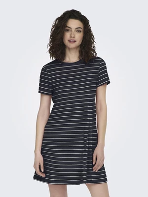 Navy blue women's striped basic dress ONLY May